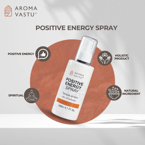 Positive Energy Spray Temple Aroma Natural Purifying Oils Air Spray 100ml for Protect your Family, Home, Office, Room | Aroma Vastu